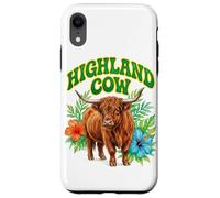 Custodia per iPhone XR Highland Cow Groovy Floreale Acquerello Boho Highland Cow