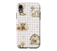 Custodia per iPhone XR Highland Mucca Pecora Rustico Fattoria Paese Acquerello