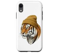 Custodia per iPhone XR Hipster Tigre in Giallo Beanie Animal Art