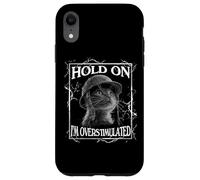 Custodia per iPhone XR Hold on I'm Overstimulated Funny Cat Dramatic Lightning Band