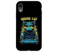 Custodia per iPhone XR House Cat DJ Rave EDM Music Deejay Equalizer Occhiali da sole