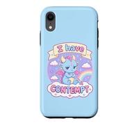 Custodia per iPhone XR I Have Contempt - Simpatico drago kawaii sarcastico, arte dell'umore blu