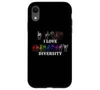 Custodia per iPhone XR I Love Diversity Linguaggio dei segni Inspirational Equality
