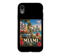Custodia per iPhone XR I Love Miami FL., Miami Tropical Beach Vintage Travel Poster
