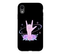 Custodia per iPhone XR I Love You ASL Mano Segno Linguaggio Floreale Y2k Estetica