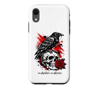 Custodia per iPhone XR Il presagio del corvo (teschio e rosa)