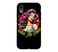 Custodia per iPhone XR Illustrazione delle stelle della donna pinup retrò selvaggio come diavolo