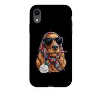 Custodia per iPhone XR Irish Setter Dog Granny Square Crochet Yarn Crochet Lover