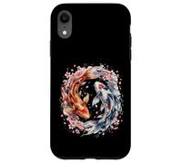 Custodia per iPhone XR Japanese Yin Yang Koi Fish Sakura Watercolor