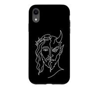Custodia per iPhone XR Jesus And Devil One Line Art Duality minimalista