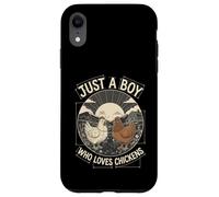 Custodia per iPhone XR Just A Boy Who Loves Chickens Retro Farm Blueprint Livestock