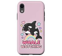 Custodia per iPhone XR Kawaii Orca Rainbow Whale Guardando Chibi Whale Girls