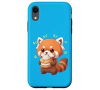 Custodia per iPhone XR Kawaii Red Panda Bamboo Cat Munching Felicemente