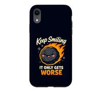Custodia per iPhone XR Keep Smiling It Only Gets Worse Funny Meteor Citazione
