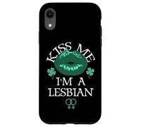 Custodia per iPhone XR Kiss Me I'm a Lesbian St Patricks Day Green Lips Les Pride