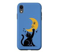 Custodia per iPhone XR Kitty che gioca con la luna carino gatto amante sognante notte cielo