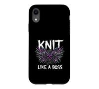 Custodia per iPhone XR Knitting Crafter Knit Like A Boss Heavy Metals Skull
