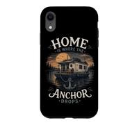 Custodia per iPhone XR La casa è dove l'ancora cade Houseboat Lake Life