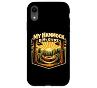 Custodia per iPhone XR La mia amaca è il mio ufficio, scena del tramonto in campeggio