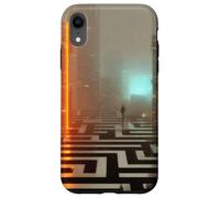 Custodia per iPhone XR La soglia al neon - Cyberpunk Dystopian City Art