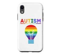 Custodia per iPhone XR Lampadina arcobaleno per la consapevolezza dell'autismo, supporto autistico, mamma e papà