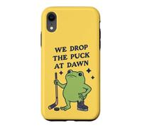 Custodia per iPhone XR Lasciamo cadere il disco all'alba Funny Hockey Frog