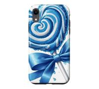 Custodia per iPhone XR Lecca lecca cuore caramella menta piperita blu