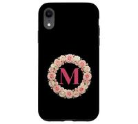 Custodia per iPhone XR Letter H Floral Monogram Initial Name Pink White Flower