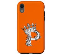 Custodia per iPhone XR Lettera P iniziale + corona arancione