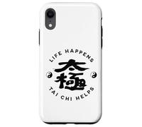 Custodia per iPhone XR Life Happens Tai Chi aiuta la calligrafia cinese Ying & Yang