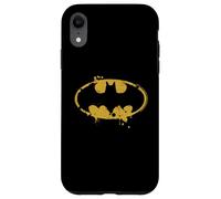Custodia per iPhone XR Logo Batman Splash Emblema Graffiti Giallo su Nero