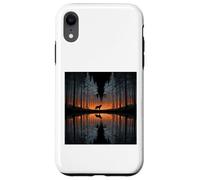 Custodia per iPhone XR lupo, silhouette, lago, riflessione, su, il, lago