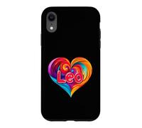 Custodia per iPhone XR Maglietta con scritta "I Heart Love Leo First Name", colorata