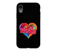 Custodia per iPhone XR Maglietta con scritta "I Heart Love Ricky First Name", colorata