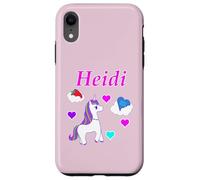 Custodia per iPhone XR Maglietta per compleanno con unicorno e nome Heidi, personalizzabile