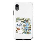 Custodia per iPhone XR Maryland MD USA Mappe Icone, Ocean City, Spiagge, Frederick