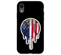 Custodia per iPhone XR Melting American Baseball Drip Giocatore Patriottico Coach Amante