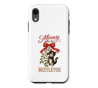 Custodia per iPhone XR Meowy Under The Mistletoe Cute Tuxedo Kitten Christmas