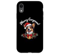 Custodia per iPhone XR Merry Corgmas Christmas Xmas Black Tricolor Corgi Lover