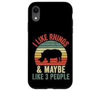 Custodia per iPhone XR Mi piacciono i rinoceronti e forse piace 3 Persone Vintage Rhino Retro