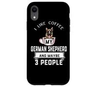 Custodia per iPhone XR Mi piace caffè mio cane pastore tedesco e forse 3 persone