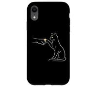 Custodia per iPhone XR Midnight Cat Touch Magical Bond Line Art Cat Silhouette