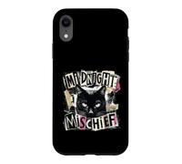 Custodia per iPhone XR Midnight Mischief Black Cat, design grunge punk