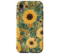 Custodia per iPhone XR Motivo giardino girasole con api, design rustico floreale ape