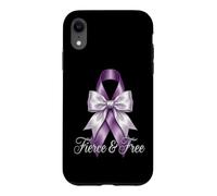 Custodia per iPhone XR Nastro viola feroce e gratuito per la consapevolezza della violenza domestica
