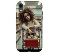 Custodia per iPhone XR New Funny Distressed Woman Doll Meme with Shopping Cart