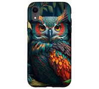 Custodia per iPhone XR Night Horned Owl Nocturnal Spotted Owls Hoot Barn Bird