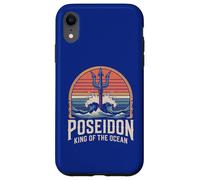 Custodia per iPhone XR Opera d'arte retrò Poseidon King of the Ocean Trident Waves