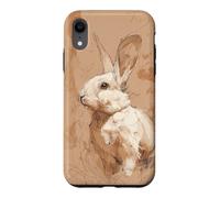 Custodia per iPhone XR Opere d'arte ritratto coniglio bianco