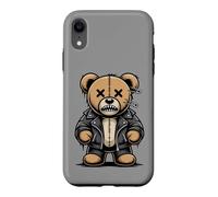 Custodia per iPhone XR Orsacchiotto di peluche punk rock, motociclista, horror, stile gotico